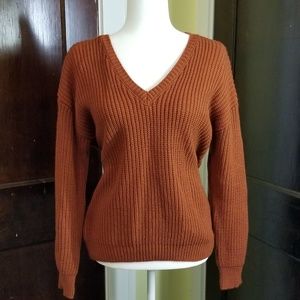 V Neck Lace Up Back Sweater